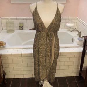 Alice+Olivia Taupe beaded Embellished cocktail dress size 12